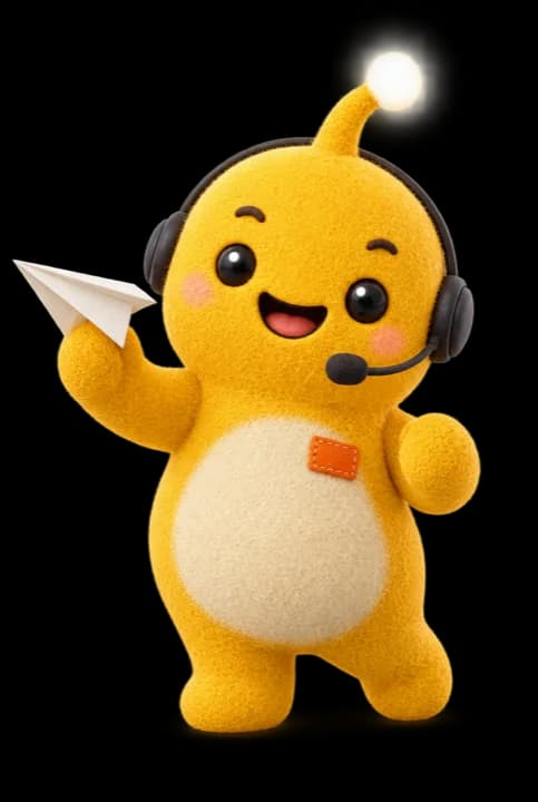 Yellow agent mascot for follow ups, for the AI assistant