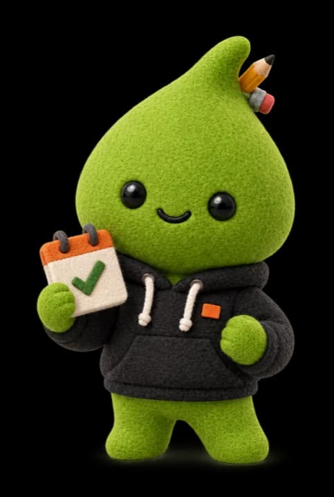 Lime agent mascot for schedules and time, for the before and after number