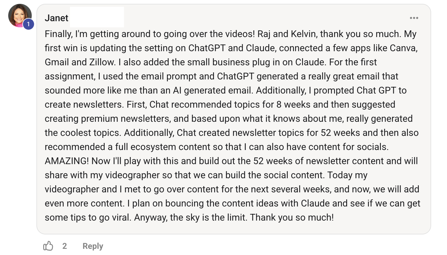 Community win from Janet